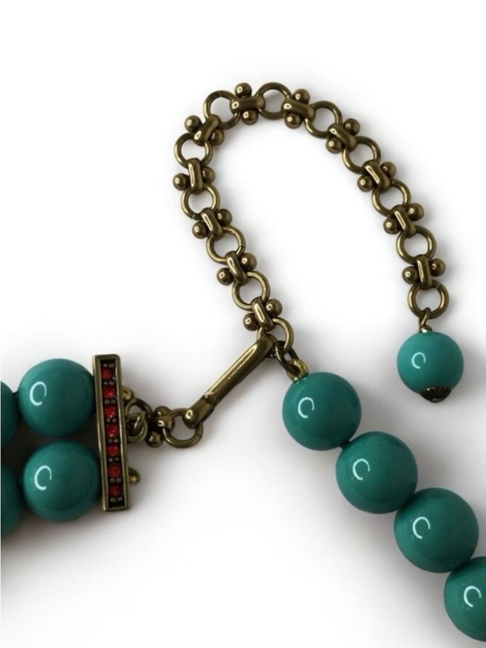 HEIDI DAUS Koi Fish Statement Necklace Swarovski Crystals, Turquoise Glass Beads - Picture 12 of 17